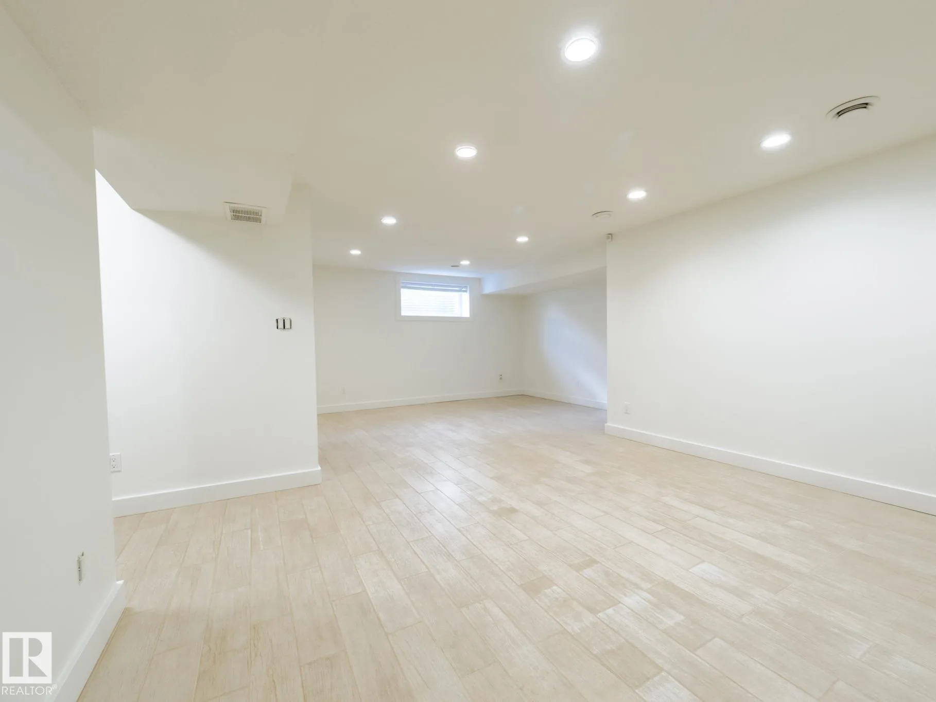 Basement family room, small below-grade window
