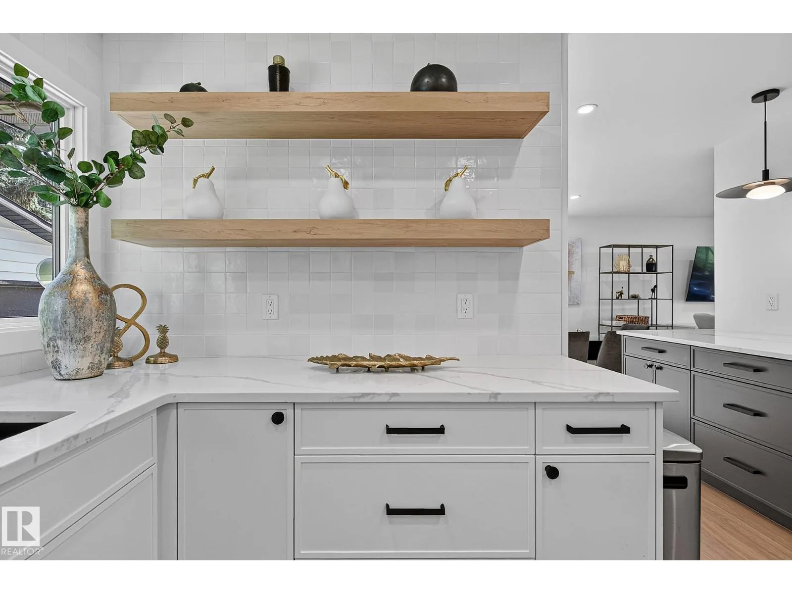 Kitchen detail, open shelving