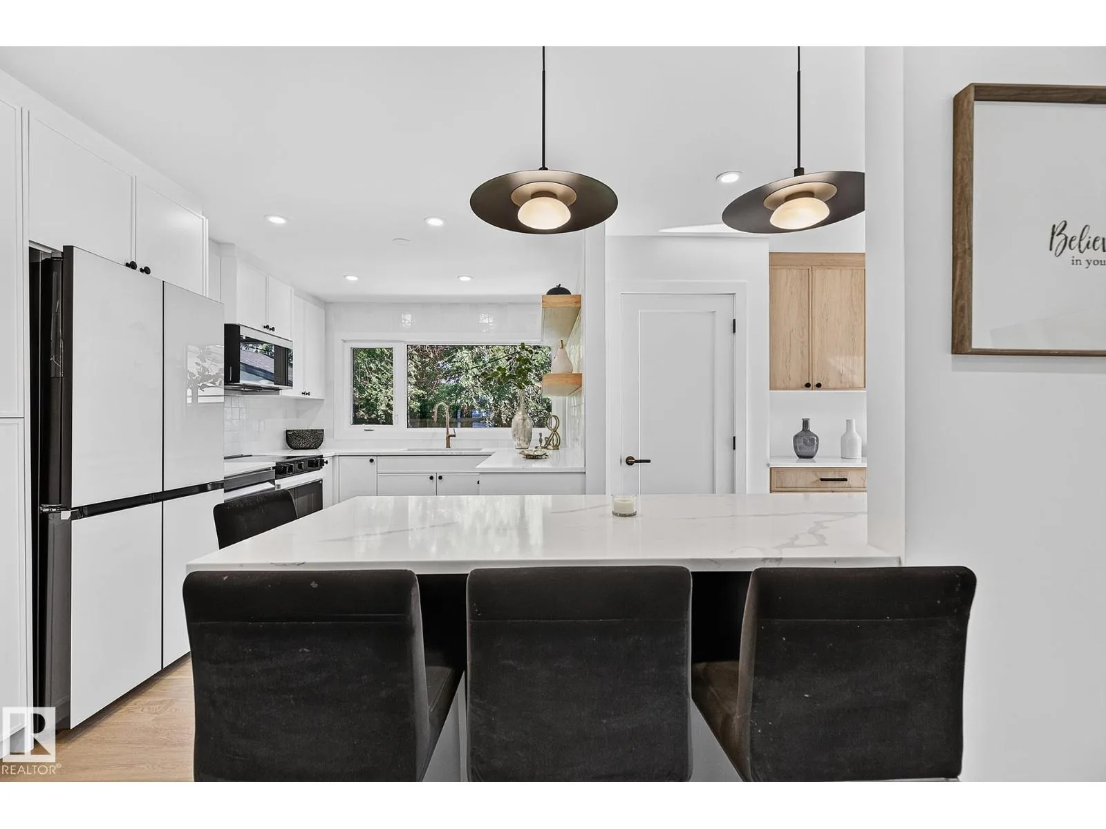 Kitchen from the island seating side