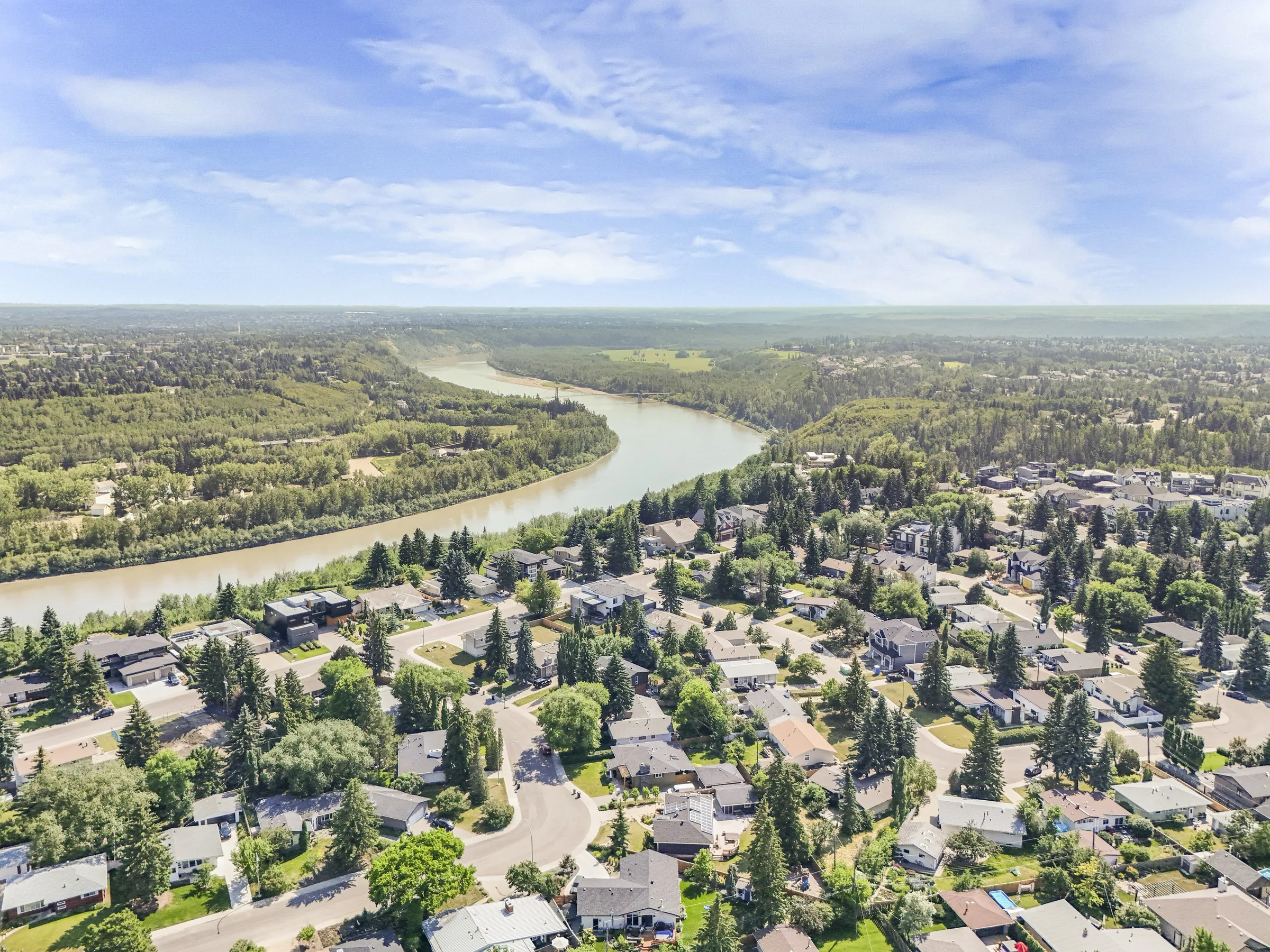 Rio Terrace 7705 custom infill, aerial view over the mature-core lot